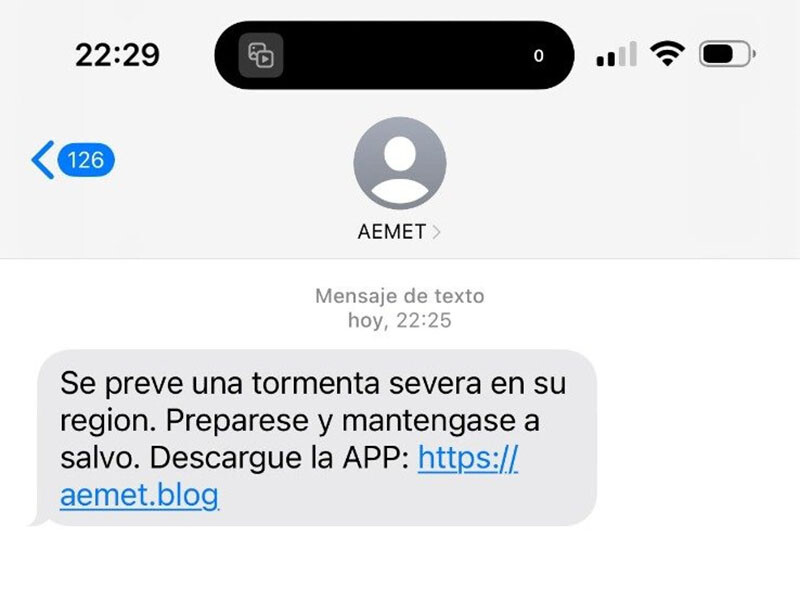 AEMET ADVIERTE DE UNA ESTAFA POR SMS, ESTE ES EL MENSAJE EN SI