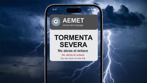 AEMET advierte de una estafa por SMS sobre una “tormenta severa”