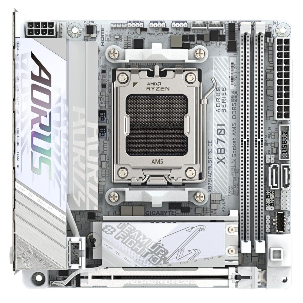 GIBABYTE X870I AORUS PRO ICE diseño del pcb en blanco
