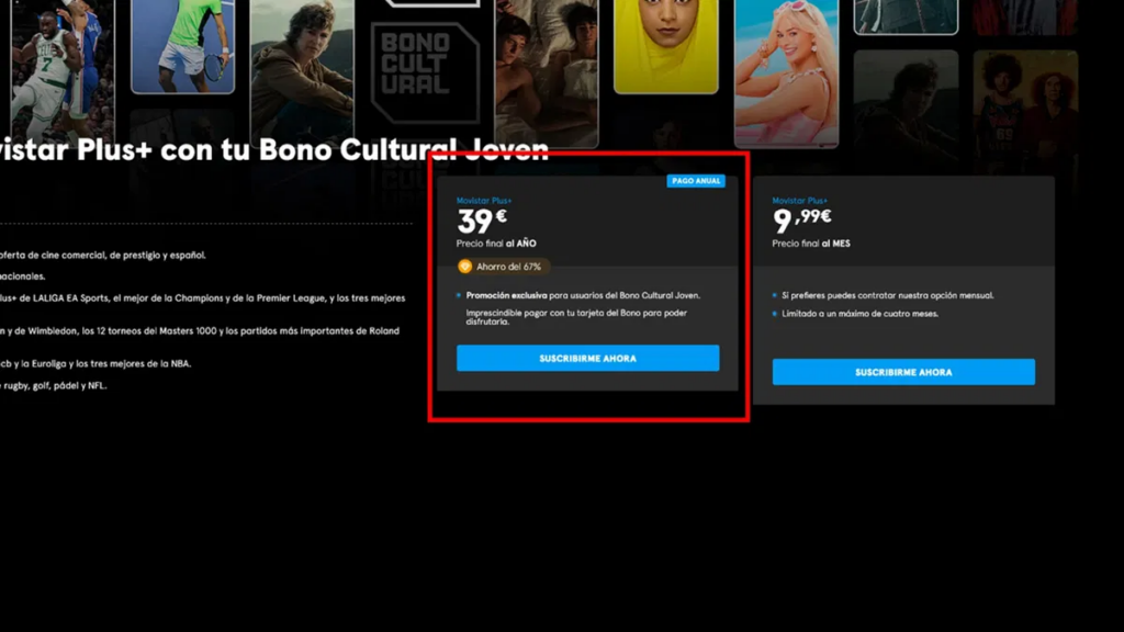 Movistar Plus+ por 3,25 euros al mes con el Bono Cultural Joven