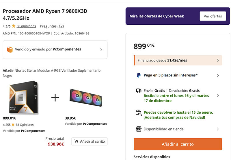 La escasez del Ryzen 7 9800X3D dispara su precio a 800 euros: AMD promete soluciones