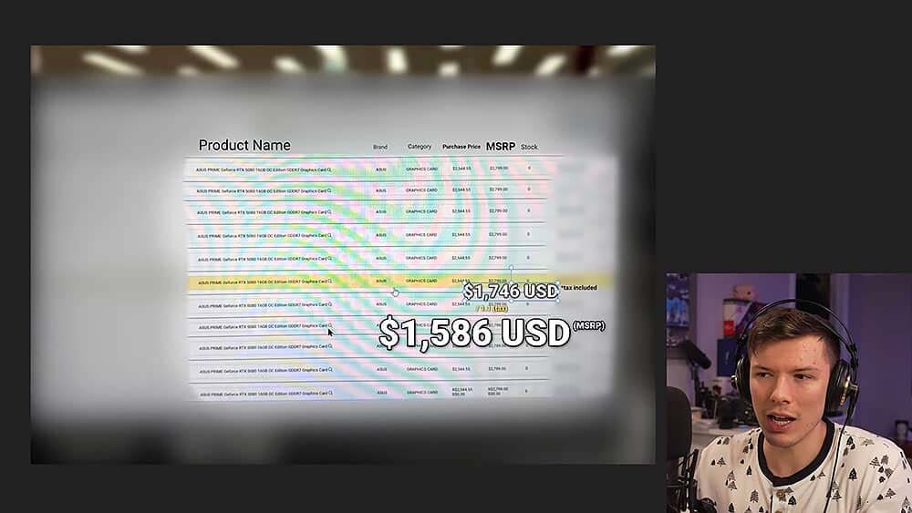 NVIDIA RTX 5080 precio filtrado para Europa por un youtuber Vex