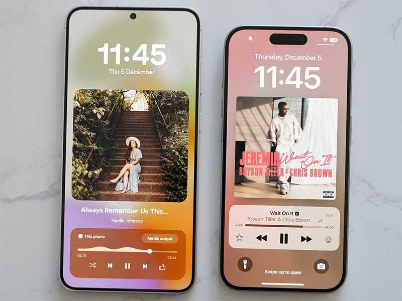 One UI 7 vs iOS 18 PANTALLA DE BLOQUEO
