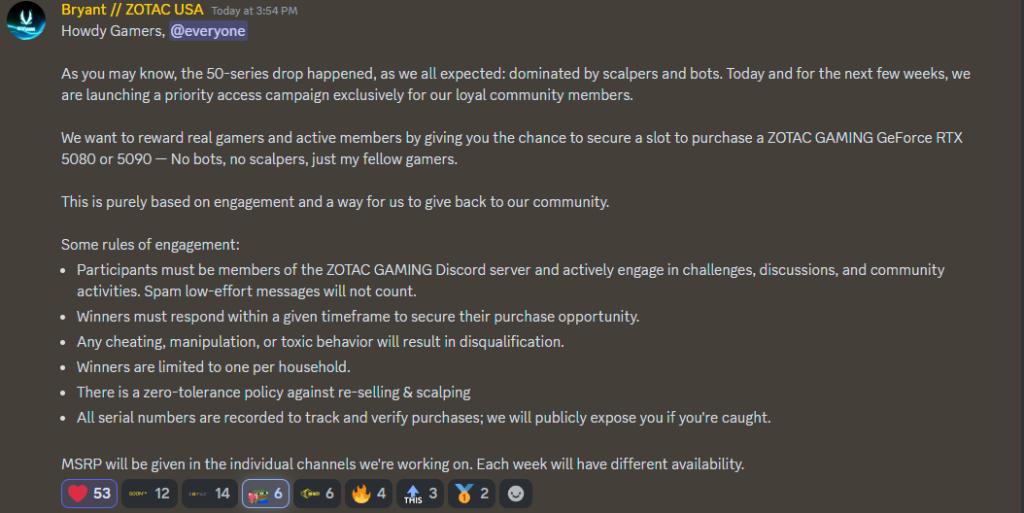 ZOTAC USA abre en discord acceso prioritario para evitar scalpers y que los gamers accedan a las RTX 5090 y 5080