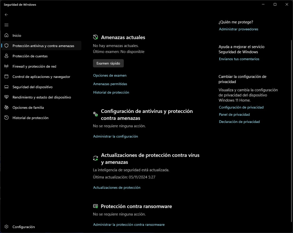 El clásico windows defender te dara una protección completa, siendo de las mejores apps de seguridad para pc