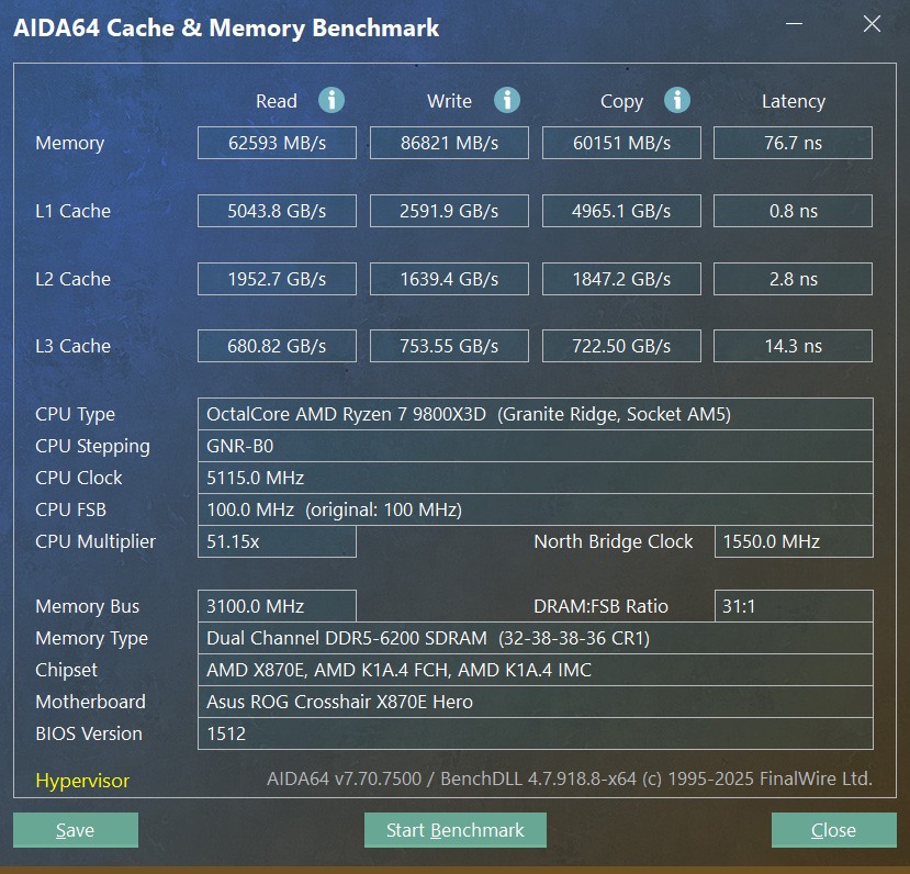 AIDA64 prueba de overclock de las Corsair Vengeance RGB DDR5 Warzone Edition