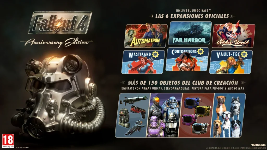 Fallout 4: Anniversary Edition, más de 150 Creations y todo el contenido DLC Fallout 4: Anniversary Edition, más de 150 Creations y todo el contenido DLC