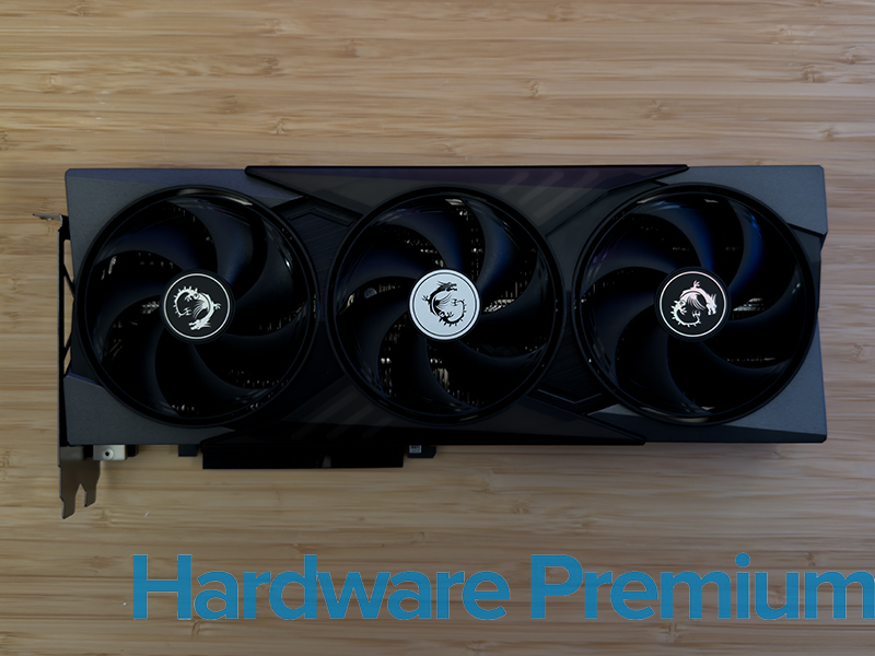 Vista superior del disipador de la MSI RTX 5060 Ti Gaming Trio