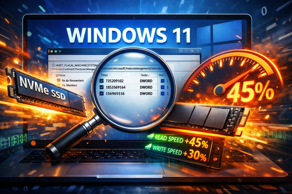 Windows 11 esconde un truco que acelera los SSD NVMe hasta un 45% (si te atreves a tocar el registro)