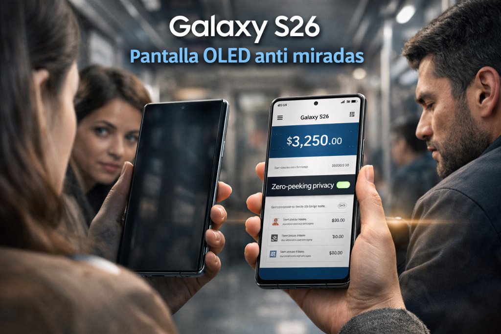 Samsung Galaxy S26 introduce un OLED con modo “Zero-peeking privacy” que oculta contenido a quien mira desde el lateral Samsung Galaxy S26 introduce un OLED con modo “Zero-peeking privacy” que oculta contenido a quien mira desde el lateral