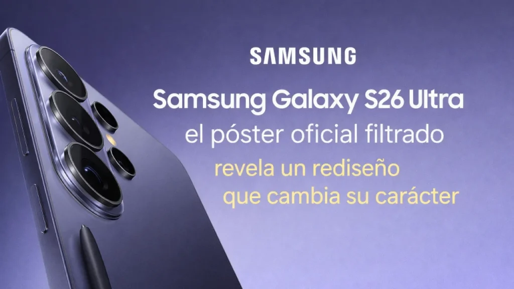 Samsung Galaxy S26 Ultra: el póster oficial filtrado revela un rediseño que cambia su carácter
