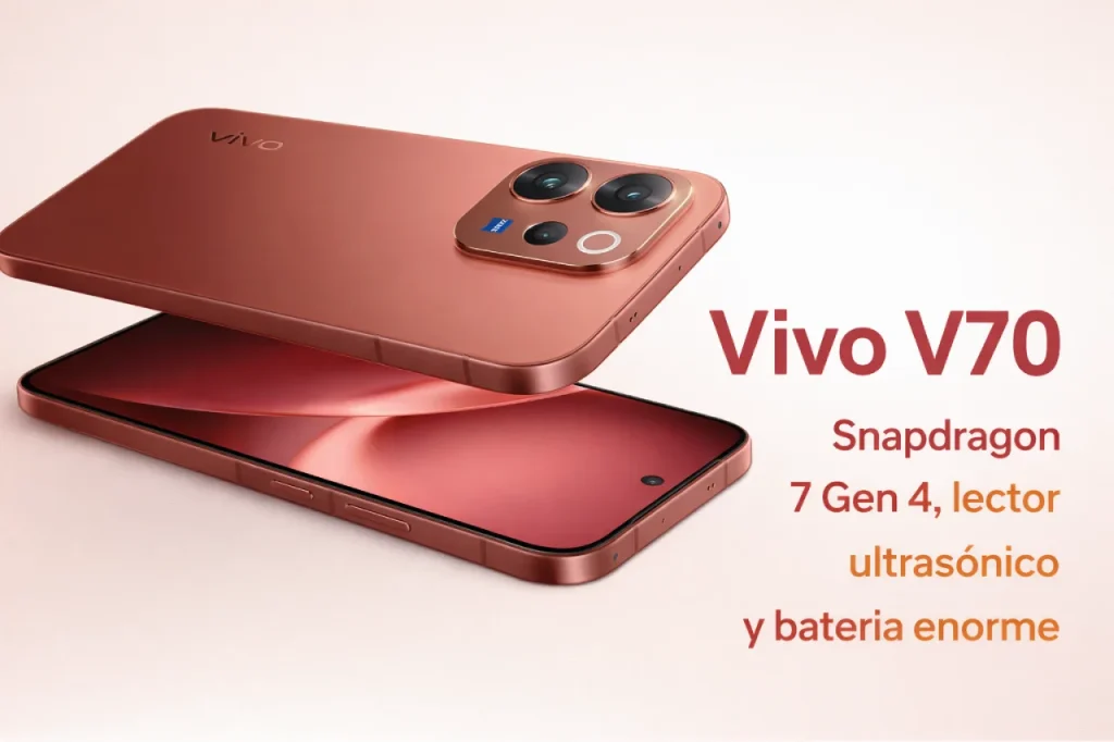 Vivo V70 se presenta oficialmente: lector ultrasónico, Snapdragon 7 Gen 4 y batería de 6.500 mAh