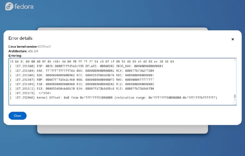 Fedora 45 prepara una web para el “blue screen of death” de DRM Panic en Linux - imagen 3