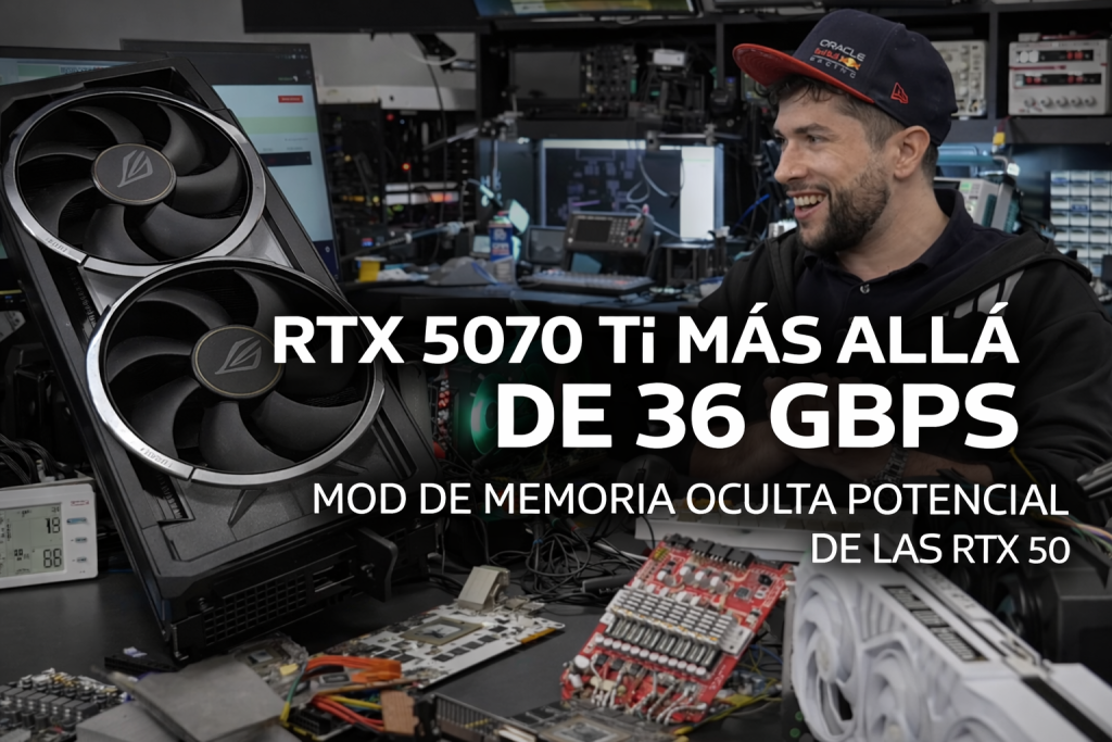 Teclab logra saltarse el límite de memoria en las RTX 50 y lleva una RTX 5070 Ti más allá de 36 Gbps