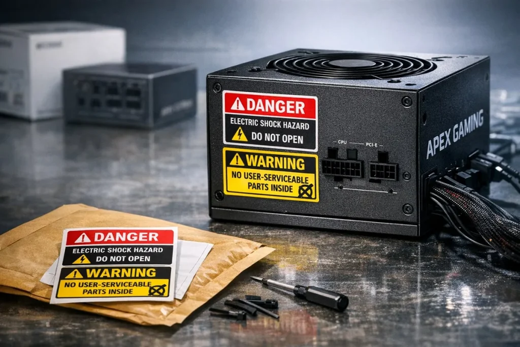 Apex Gaming retira 17.730 fuentes por una etiqueta de seguridad ausente