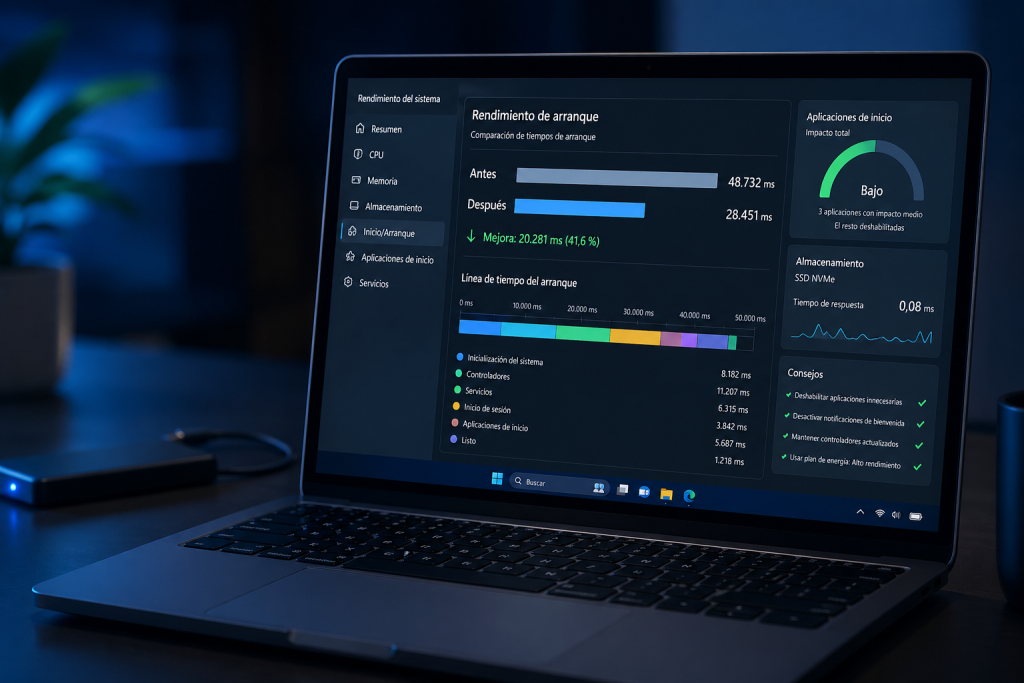 Windows 11 acelera el arranque con ajustes de sistema y hardware