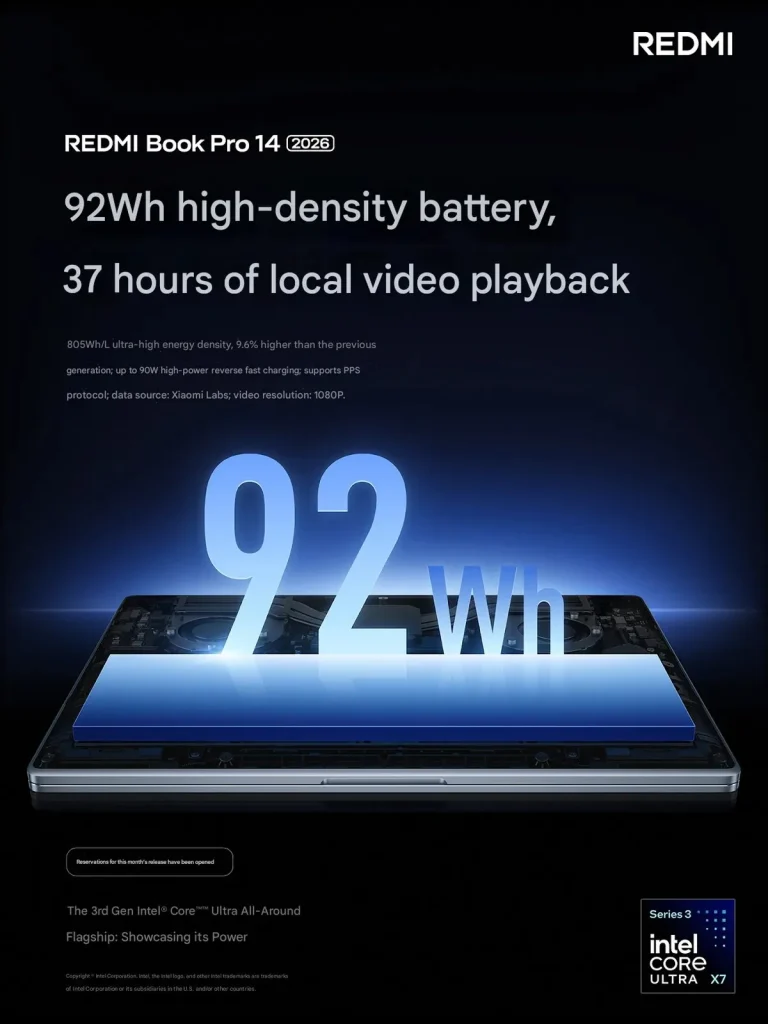 intel panther lake redmi book pro 2026 x imagen 2