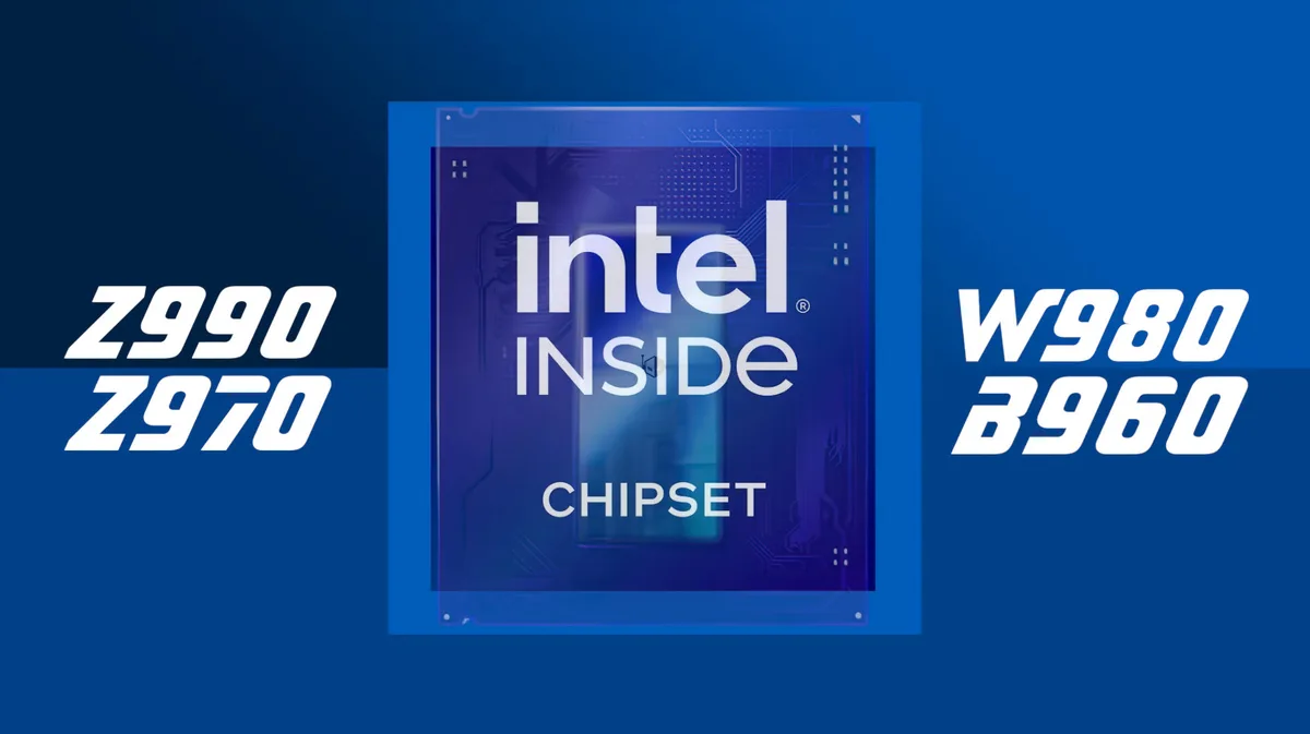 An image shows the'Intel Inside Chipset' logo with the text'Z990 Z970' on the left and'W980 B960' on the right.