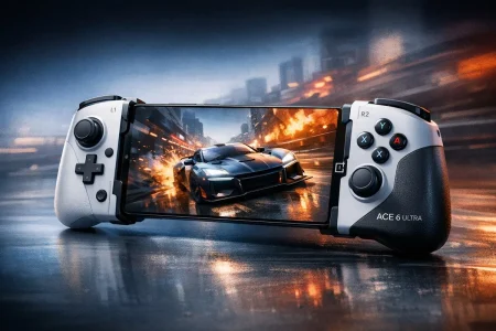 OnePlus prueba un accesorio de juego para convertir el Ace 6 Ultra en una consola portátil