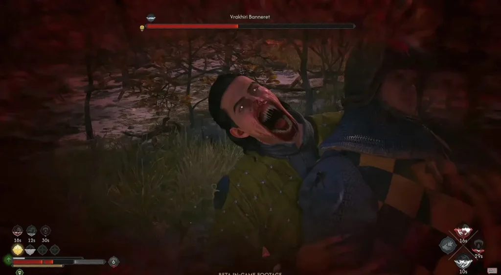 Coen from The Blood of Dawnwalker feeds on an NPC.