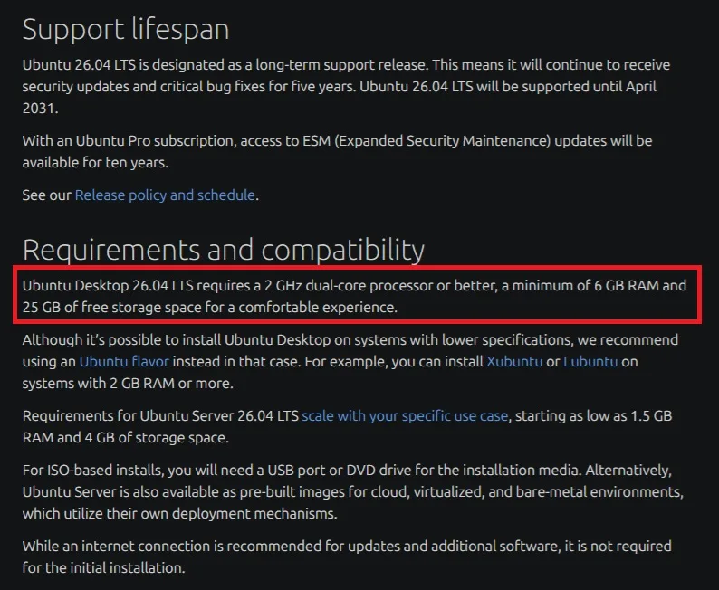 requisitos Ubuntu más altos que Windows 11