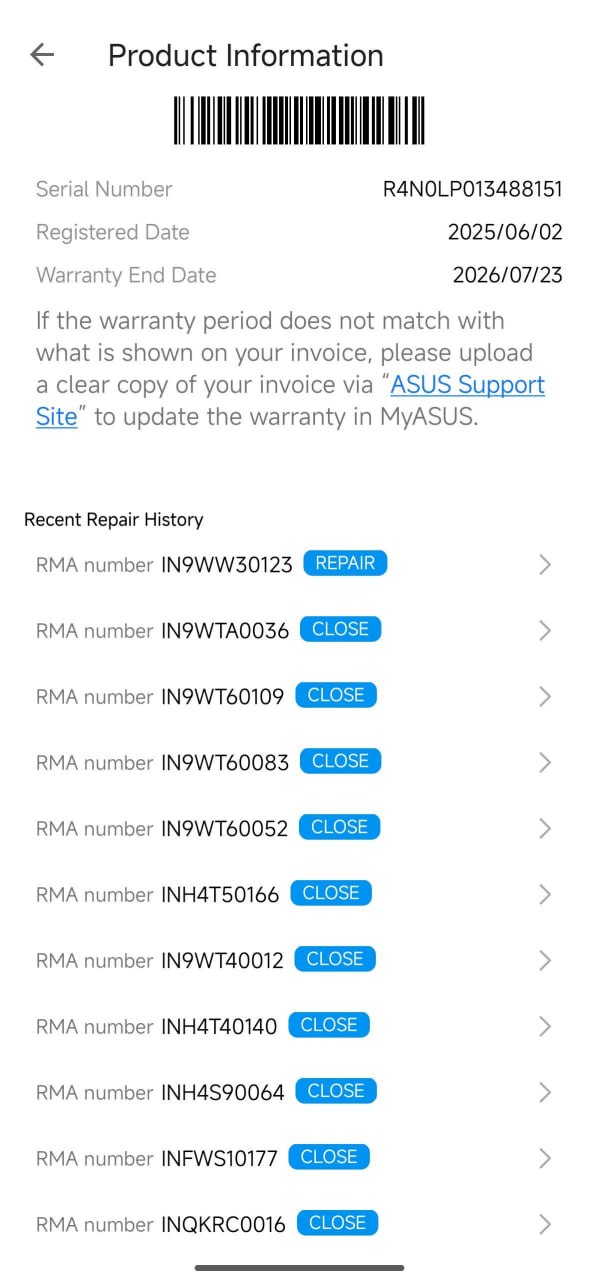 Usuario afirma que su laptop ASUS sigue fallando tras 10 solicitudes de RMA y la empresa no permite la undécima - imagen 1