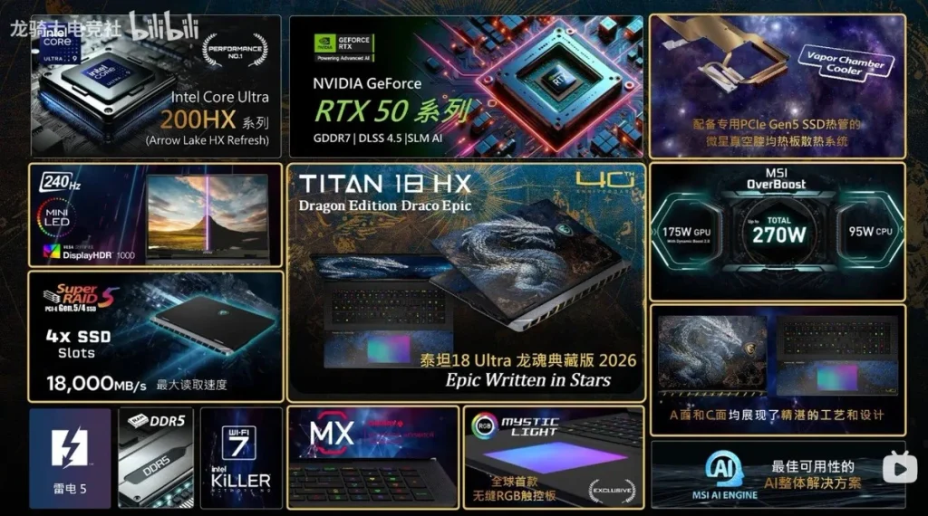 msi titan 18 hx draco epic meg x870e ace imagen 5