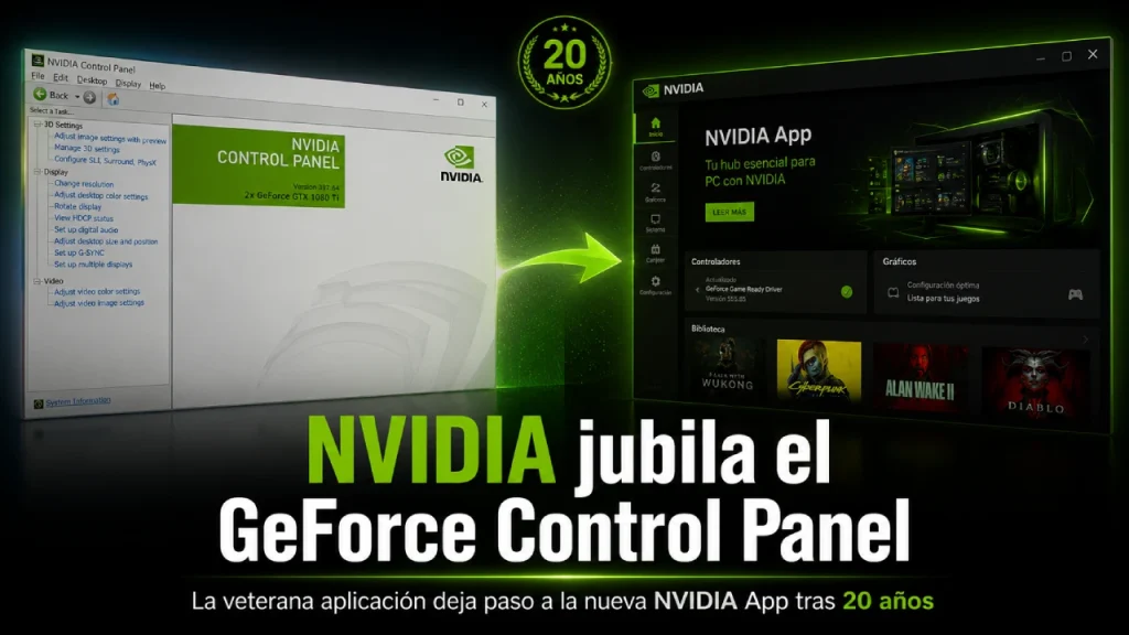 Adiós a un mito de PC: Nvidia jubila su panel de control tras 20 años de historia Adiós a un mito de PC: Nvidia jubila su panel de control tras 20 años de historia