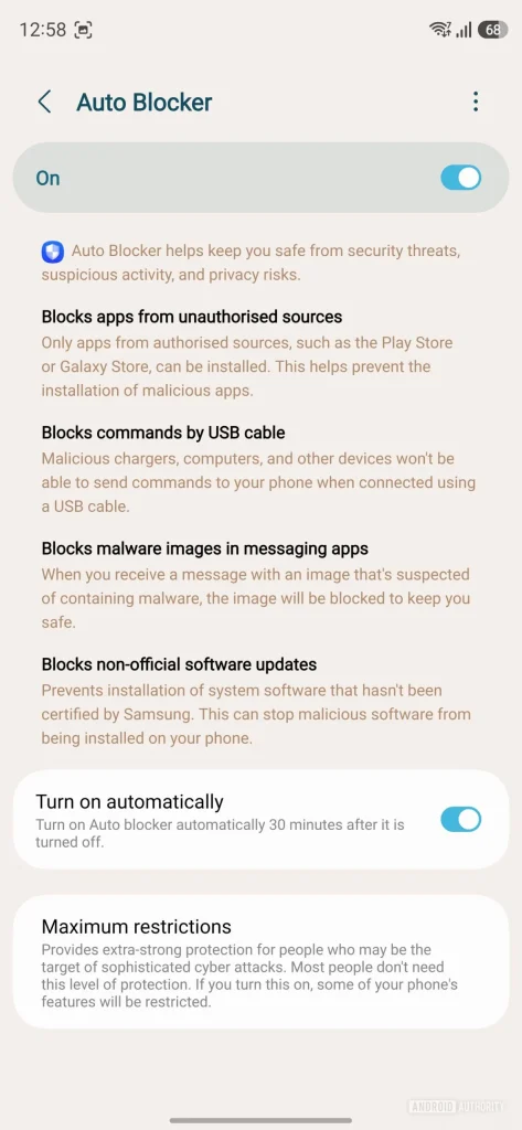 Samsung One UI 8.5 Auto Blocker