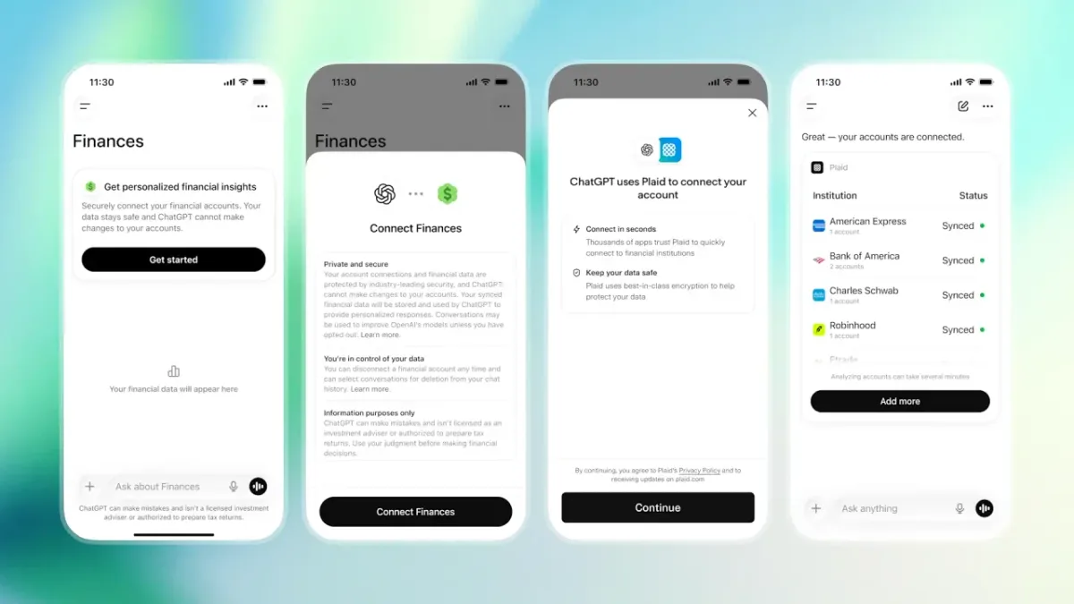 ChatGPTs personalized finance experience UX