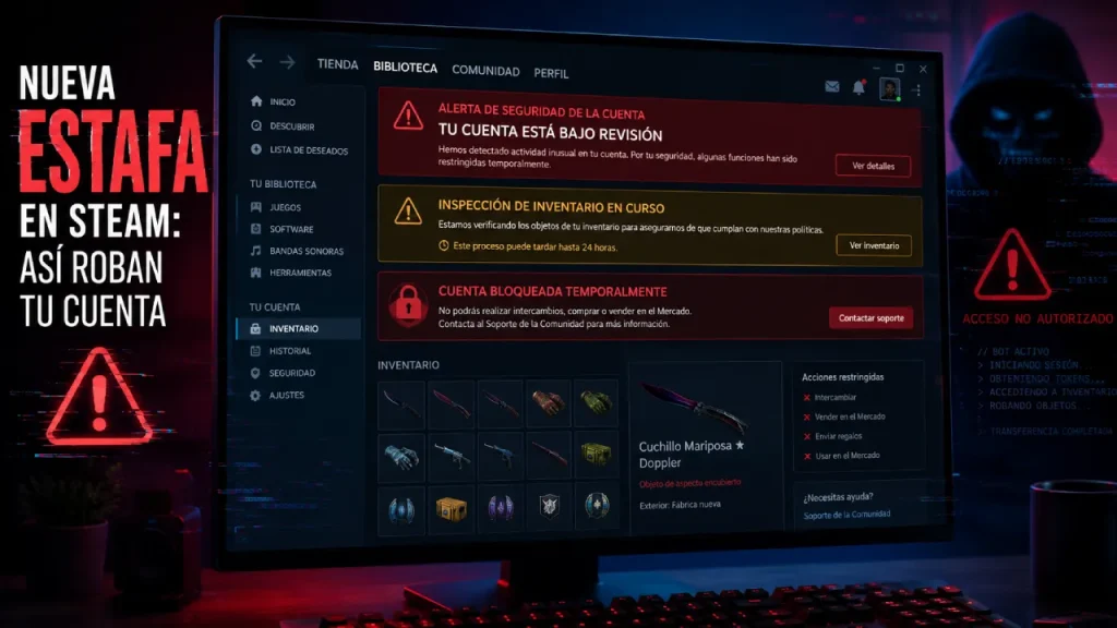 Un malware cambia el cliente de Steam para colarte una estafa de objetos robados Un malware cambia el cliente de Steam para colarte una estafa de objetos robados