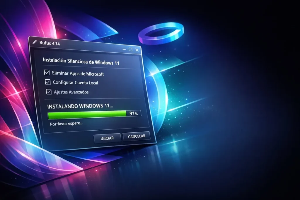 Rufus 4.14 añade instalación silenciosa de Windows 11 y limpia el arranque