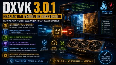 DXVK 3.0.1 corta fallos en juegos Direct3D antiguos y Proton DXVK 3.0.1 corta fallos en juegos Direct3D antiguos y Proton