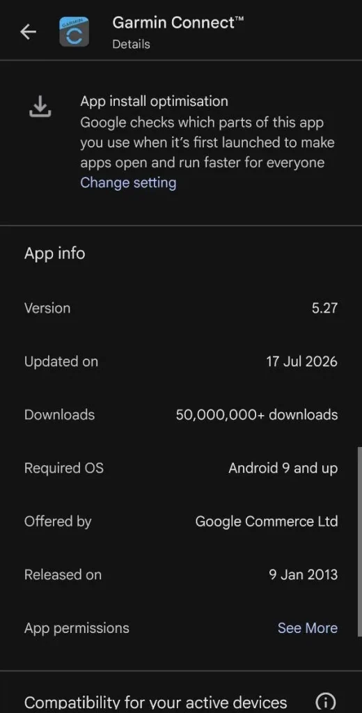 Garmin Connect versión 5.27 — Garmin Connect 5.27 was released on July 17