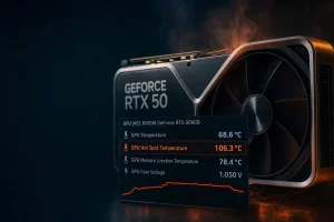 Las GeForce RTX 50 revelan hotspots de hasta 106,3 ºC al monitorizarlas