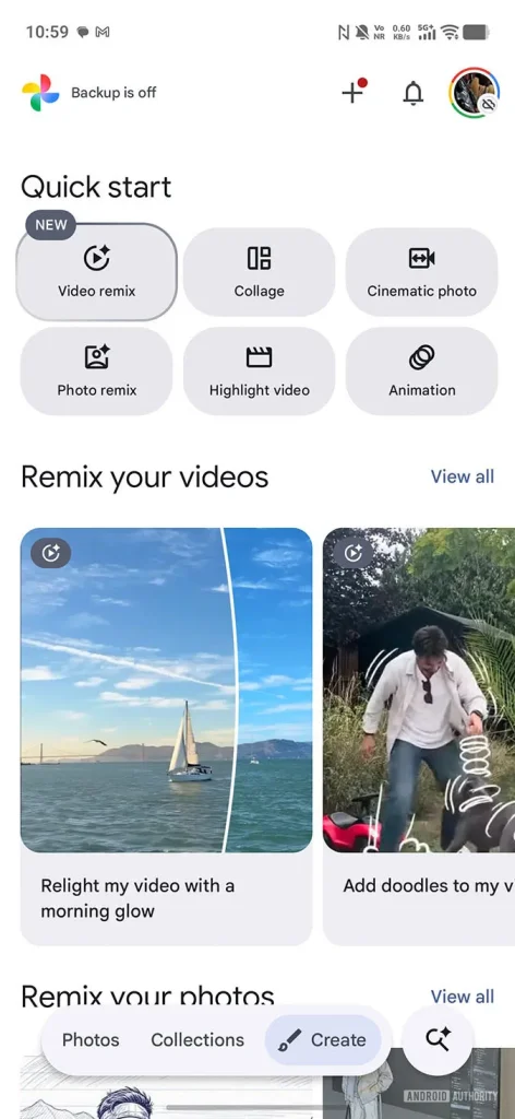 Google Photos capturar fotos IA — google photos create tab ai tools image