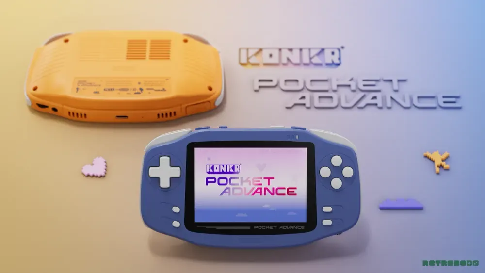 Handheld Ayaneo Konkr Pocket — The Konkr Pocket Advance will be available in Orange and Indigo.