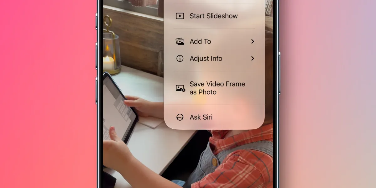 iOS 27 Apple Photo — iOS 27 permite guardar un fotograma de vídeo como foto en Apple Photos