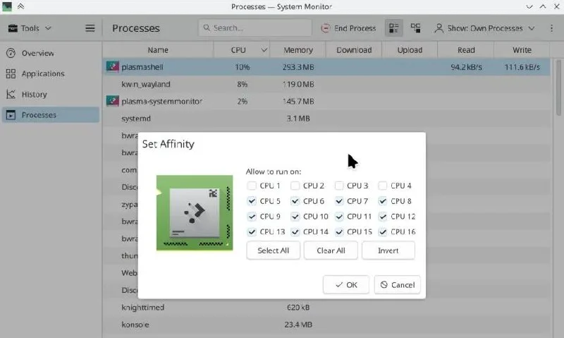 kde plasma 6 8 monitor sistema cpu imagen 1