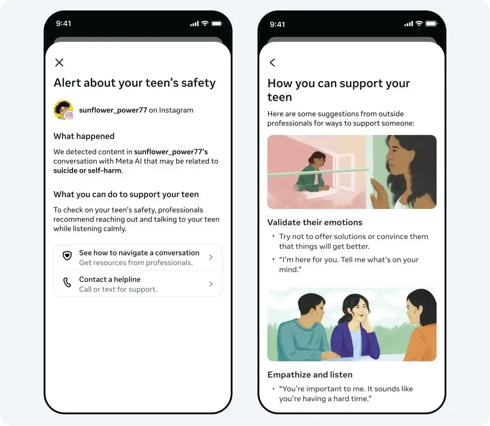 Meta Parental Alerts for Teen Accounts