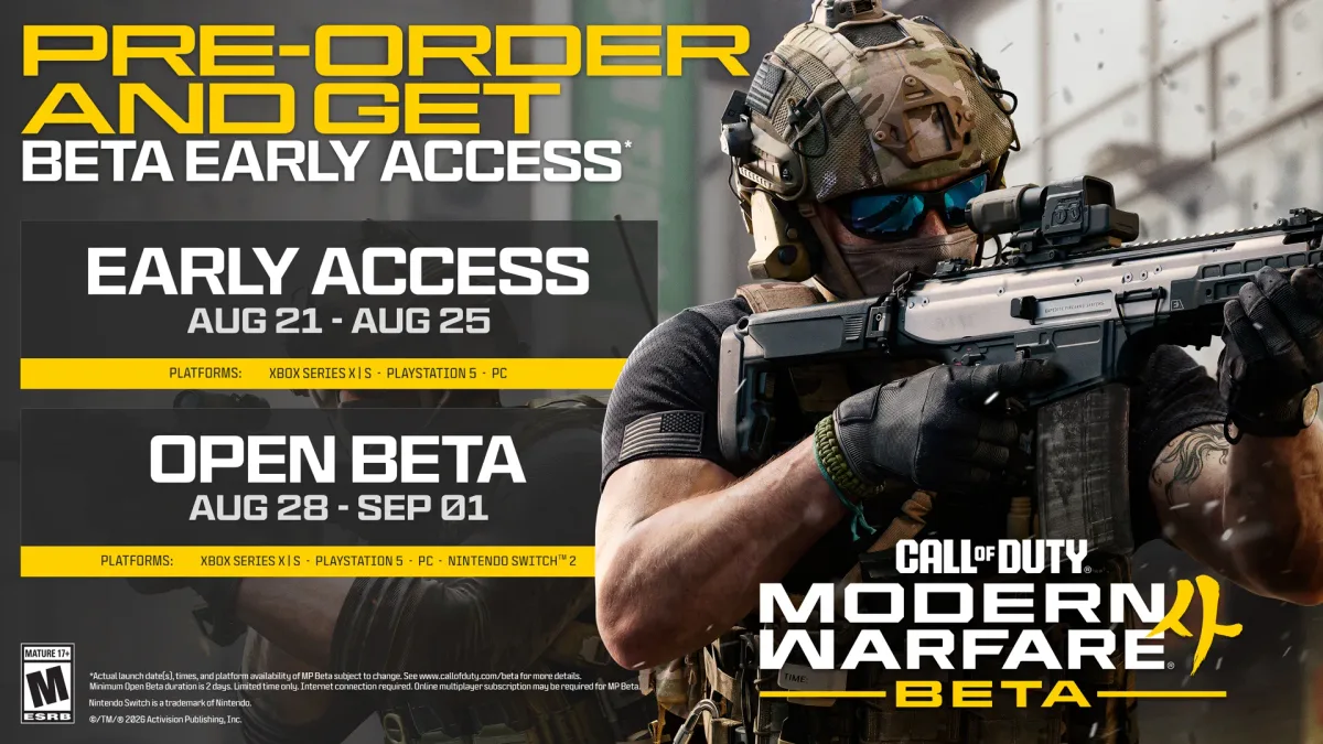 Early access and open beta schedules for Call of Duty: Modern Warfare 4.