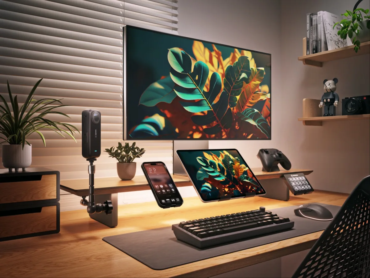 Nanoleaf Smart LED Monitor Stand — Smart LED Monitor Stand with accessories.