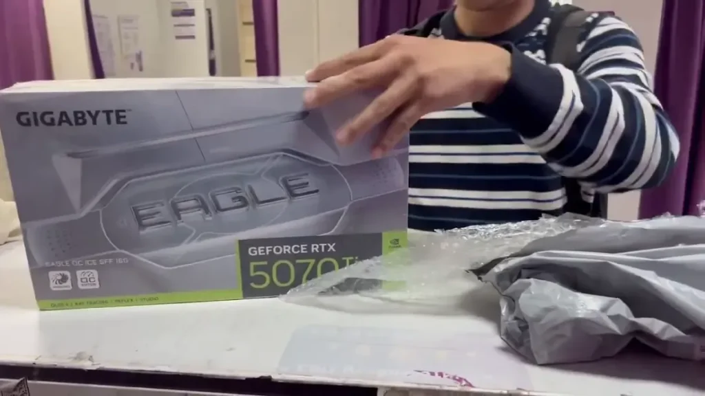 Buyer opens sealed RTX 5070 Ti box at pickup point, finds water bottle
