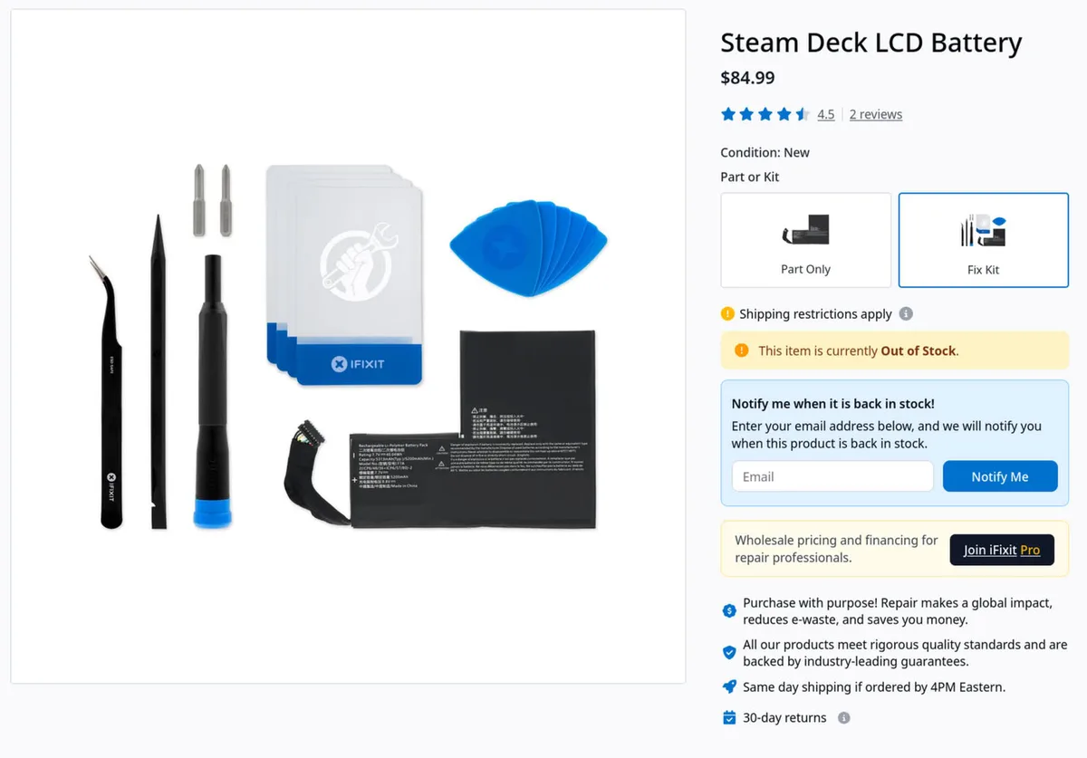 Valve begins sunsetting Steam Deck LCD replacement parts