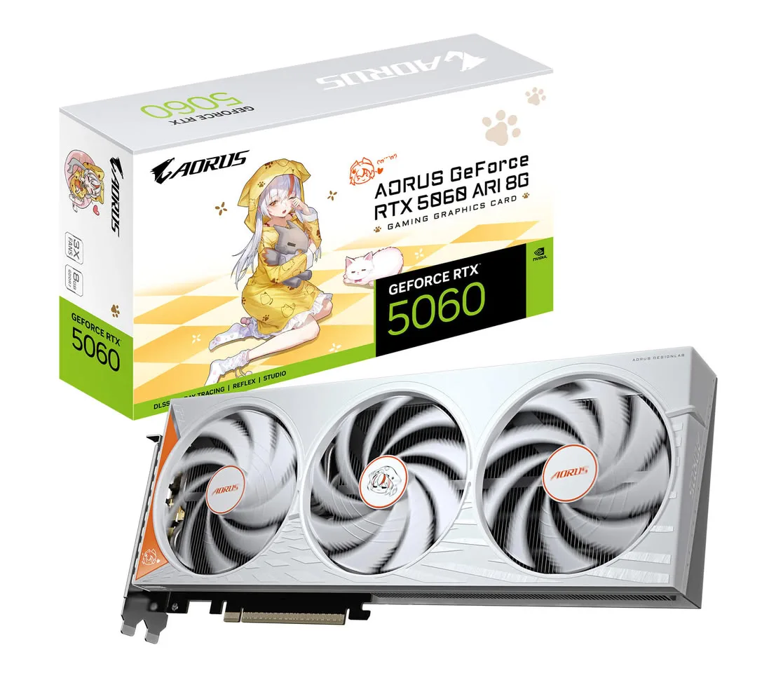 AORUS GeForce RTX 5060 ARI — Gigabyte presenta la AORUS RTX 5060 ARI 8G, la gama media se viste de gaming puro