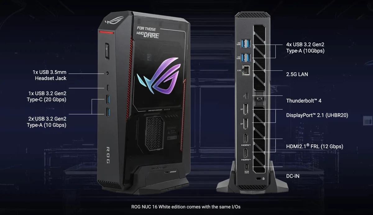 ROG NUC 16 port selection
