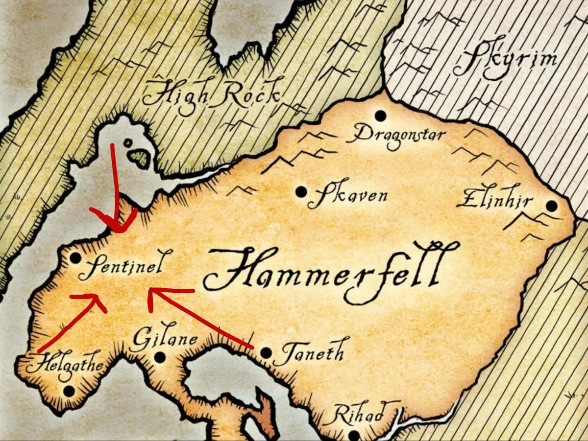 Elder Scrolls 6 Hammerfell — Map of Hammerfell province from The Elder Scrolls universe.