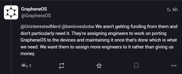 Motorola is not funding GrapheneOS