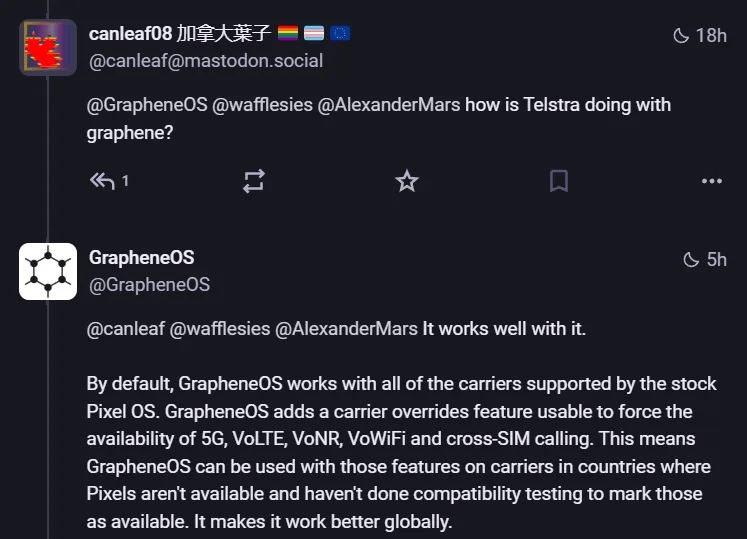 GrapheneOS response to connectivity concerns10