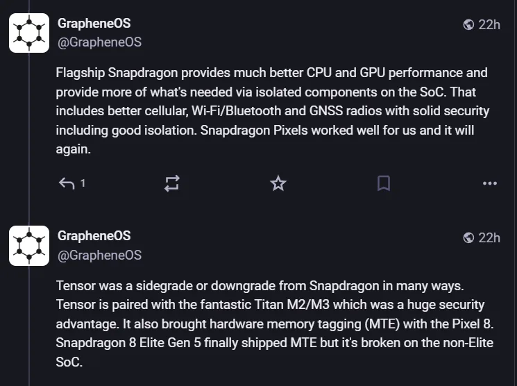 Snapdragon is said to be better than Tensor